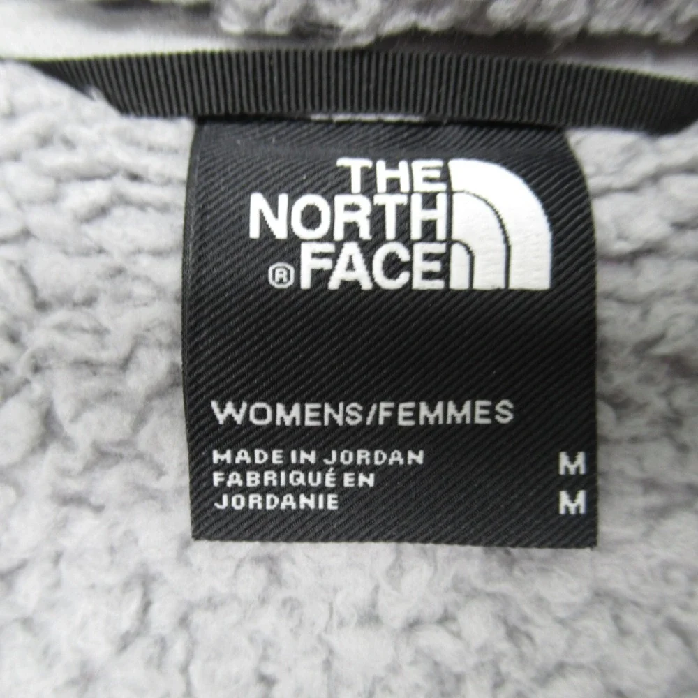 The North Face Jacket Women Medium Gray Banded Collar Fleece Full Zip Hiking